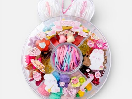 Cute 100+ Pcs Kids Hair Accessories Gift Box Set - Baby Girl Hair Clips, Cartoon Hair Pins, Elastic Rubber Bands & Hair Claws - Birthday Gift for Girls